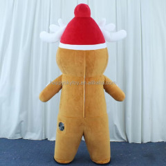 Lovely Dress 2.6m Walking Inflatable Gingerbread Mascot Costumes Adult Halloween Carnival Plush Furry Gingerbread Costume Events