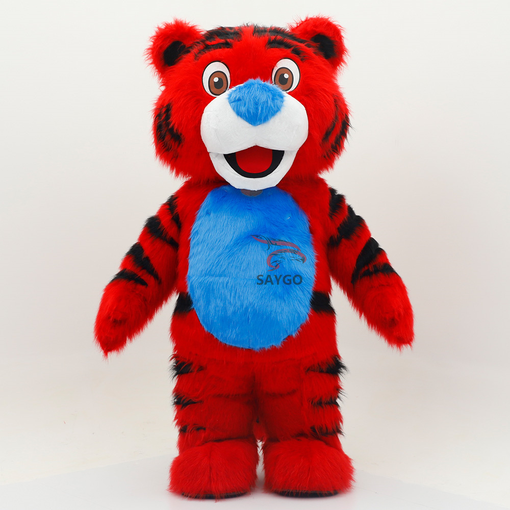 Red Tiger Wild Animal Inflatable Life Size Long FurTiger Animal Costume Rental for Adults Unisex Easter/Halloween,Big Mascot,Lovely Red Inflatable Life Size Long FurTiger Animal Costume Rental for Adults Unisex Easter/Halloween