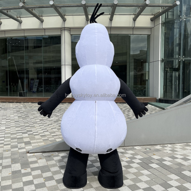 Christmas Party Dress Happy Island Walking Blue Inflatable Snowman Mascot Costume