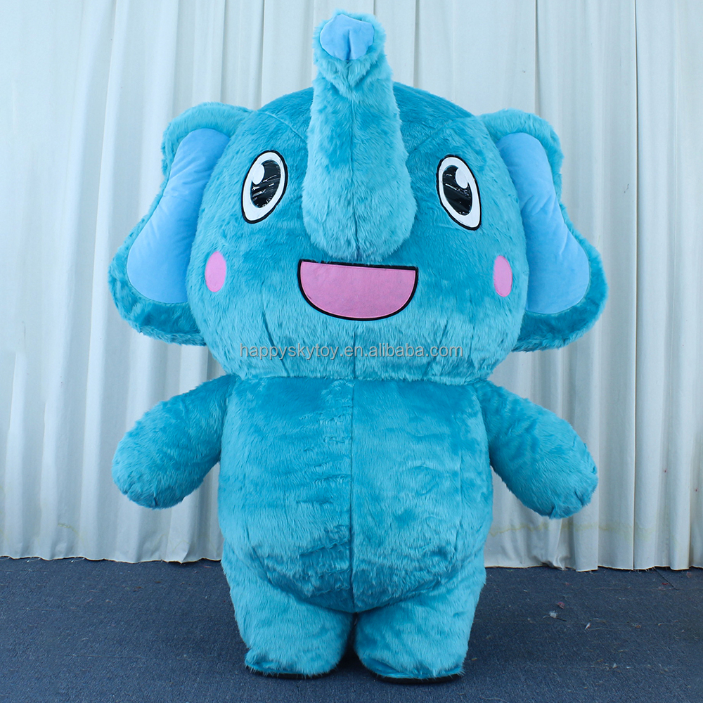 Unisex Gray Elephant Mascot Costume Plush Fur Inflatable for Adults on Sale