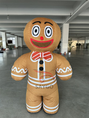 Giant Walking Cartoon Gingerbread Man Mascot Costume Inflatable Christmas Party Cosplay Fancy Dress New Year Festival Event