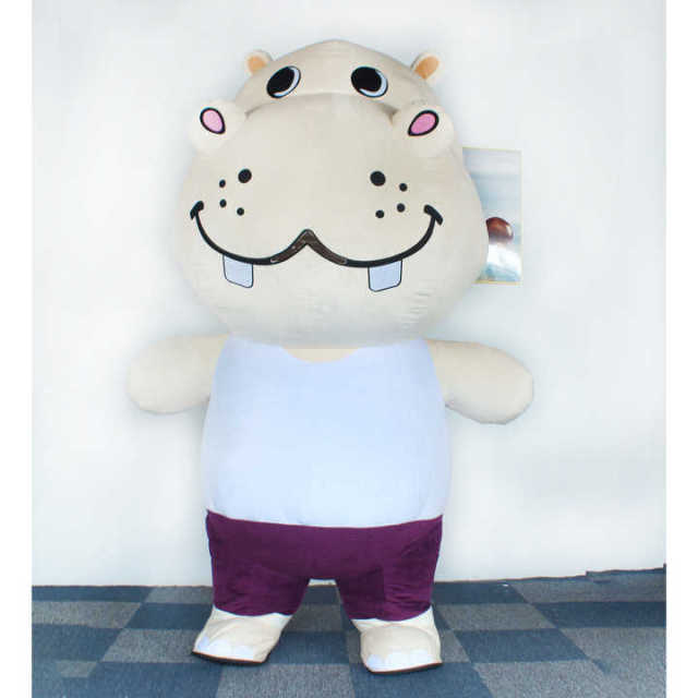 Wholesale Unisex Giant Inflatable Hippo Costume Cute Carnival Performance Mascot for Adult Cosplay OEM/ODM for Sale