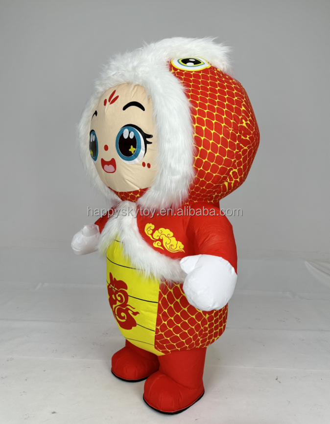 Chinese Lunar New Year Snake Children Costumes in Plush and Furry Materials for Events Rental 2m