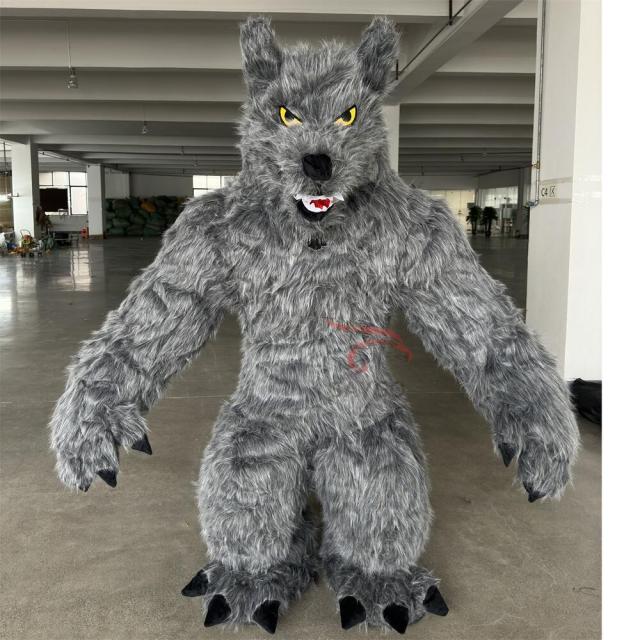 Hot Sale  Inflatable Brown Gray  Wolf Mascot Costume Realistic Wolf Cartoon Performance Costume for Sale