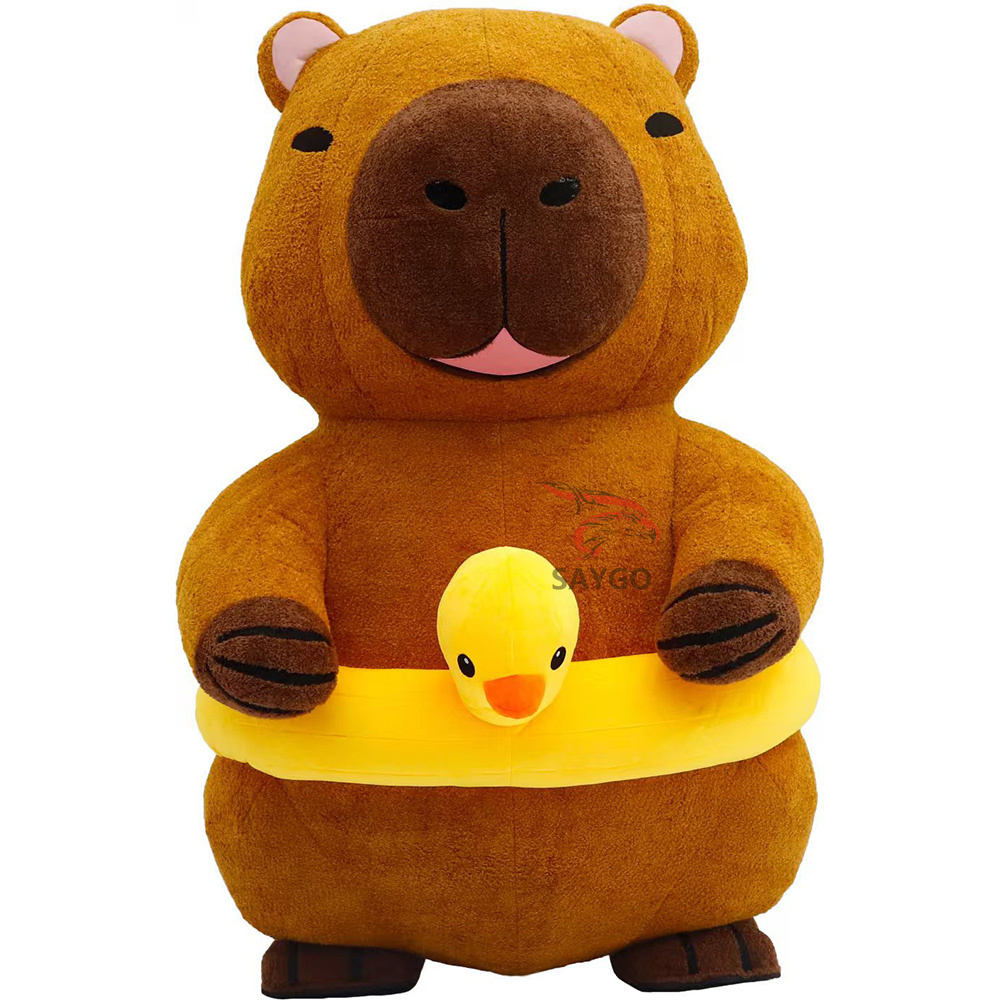 Party Advertising Cosplay Inflatable Walking Capybara Animal Mascot Costume with Duck Swimming Ring for Adults-Custom Design