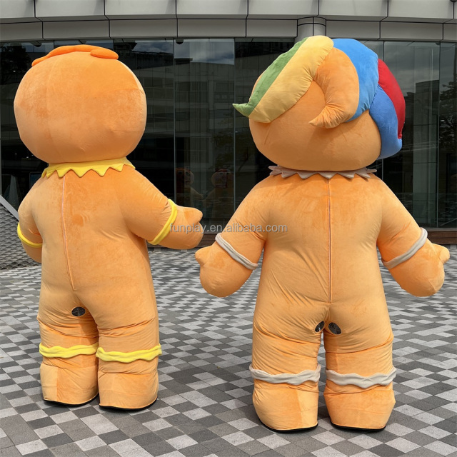 2m/2.6m Inflatable Gingerbread Gingersnap Man Mascot Costume Christmas Cartoon Cosplay Fancy Dress for Christmas