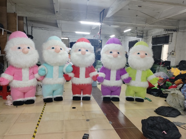 Green Inflatable Santa Claus Snowman Mascot Costume Adult Fancy Dress Christmas Party Kawaii Carnival Costumes