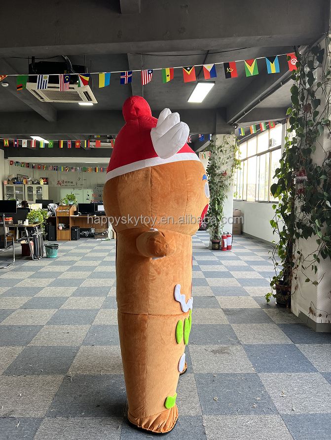 2m/2.6m Inflatable Gingerbread Gingersnap Man Mascot Costume Christmas Cartoon Cosplay Fancy Dress for Christmas