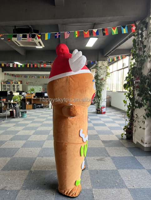 2m/2.6m Inflatable Gingerbread Gingersnap Man Mascot Costume Christmas Cartoon Cosplay Fancy Dress for Christmas