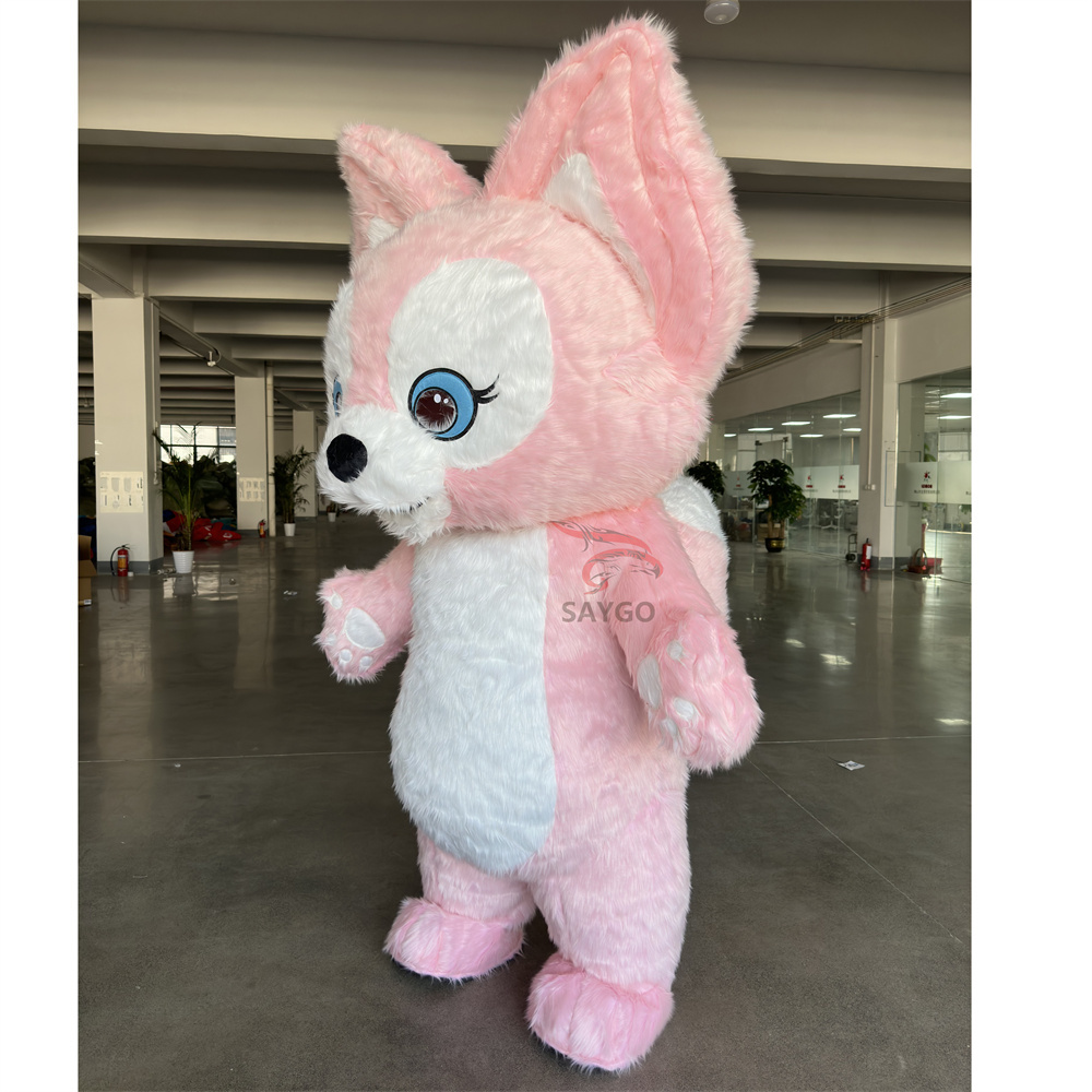 Unisex Inflatable Fox Mascot Costume Custom Fursuit Plush Adult Anime Cosplay for Halloween Carnival Animal Cartoon Party