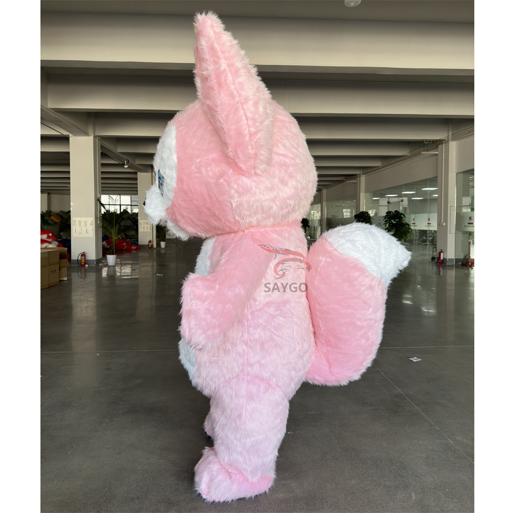 Unisex Inflatable Fox Mascot Costume Custom Fursuit Plush Adult Anime Cosplay for Halloween Carnival Animal Cartoon Party