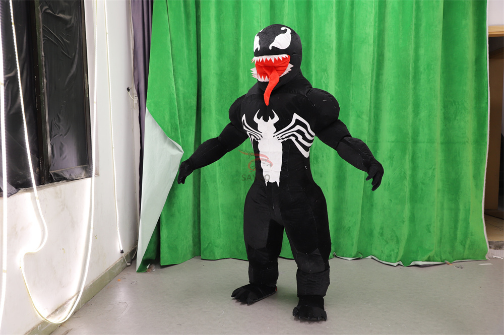 Hot Sale Unisex 2m Halloween Christmas Mascot Suit Inflatable Venom Costume Adult Free Size Thrilling Dress for Cosplay