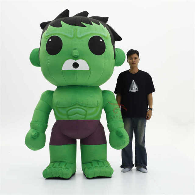 Hero Green Man Inflatable Mascot Costumes for Party Men Wear Clothing Cosplay