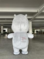 Inflatable Gray Hippo Mascot Costume Customizable Adult Anime Cosplay Christmas Party Hand-Drawn Fancy Dress Carnival Suit