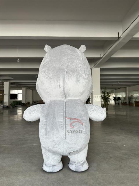 Inflatable Gray Hippo Mascot Costume Customizable Adult Anime Cosplay Christmas Party Hand-Drawn Fancy Dress Carnival Suit