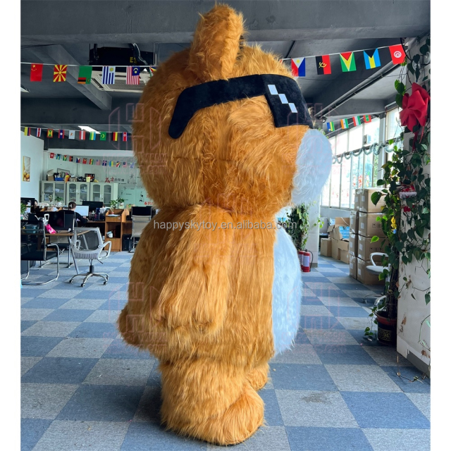 Popular Custom 2m 2.6m Giant Inflatable Cool Bear Mascot Costume with Sunglasses Cartoon Cosplay Animal Costume on Sale