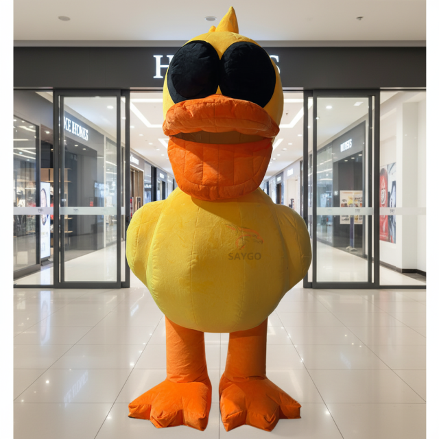 Unisex Lovely Duck Inflatable Cartoon Animal Mascot Costume for Halloween and Christmas Food Theme Entertainment