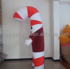 Funny Christmas Mascot Costume Custom Inflatable Walking Stick and Candy Cane Suit for Parade Performance and Xmas Event