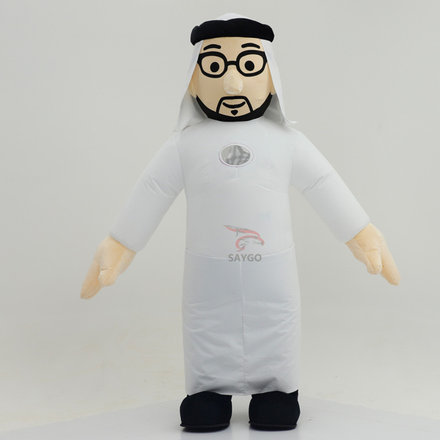Arab Prince Inflatable Doll Costume for Adults Cosplay Wear 2.2m 2.6m Inflatable Mascot Costume Arab Man Arabic People Clothes