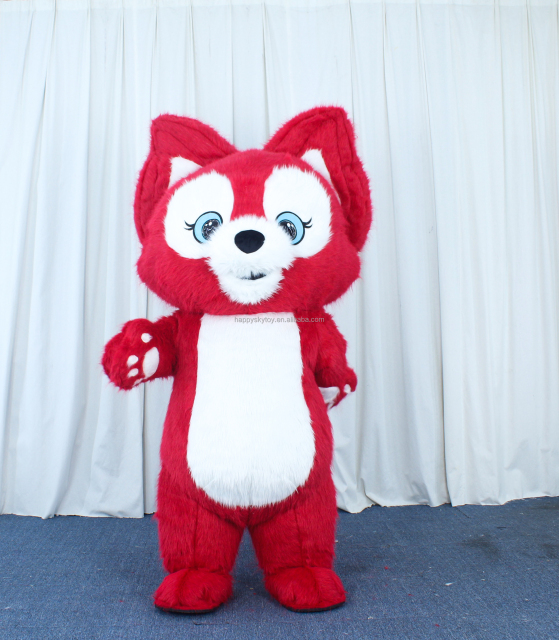 Unisex Custom Fox Inflatable Mascot Costume Hand-Drawn Printing Plush Material for Party Advertising