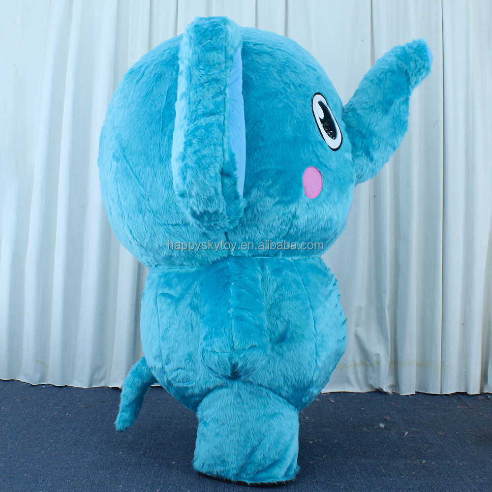 Unisex Gray Elephant Mascot Costume Plush Fur Inflatable for Adults on Sale