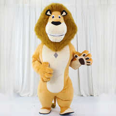 Unisex Funny Plush Fur Inflatable Lion Mascot Costume Popular Alex Cartoon Character Suit for Adults with Hand Drawn Printing