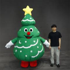 Green Christmas Inflatable Tree with Santa and Animals 2m/2.6m Tree Mascot Costume Party Dress
