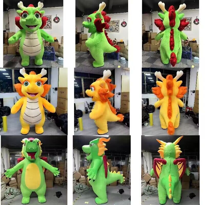 2024 New Type Plush Walking Inflatable Dragon Mascot Costume Unisex Chinese New Year Adult Parties Festivals Anime Happy Island