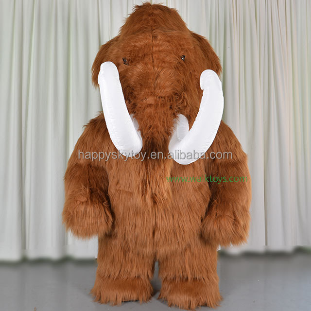 Awesome Long Ivory Mammoth Mascot Costume 2m CE Inflatable Mommoth Elephant Mascots Costume Suits for Animal Theme Events