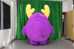 Purple Single Big Eye Power Plant Monster Inc. Mascots Costume 2m 2.6m Inflatable Furry Eye Monster with Antler for Sale