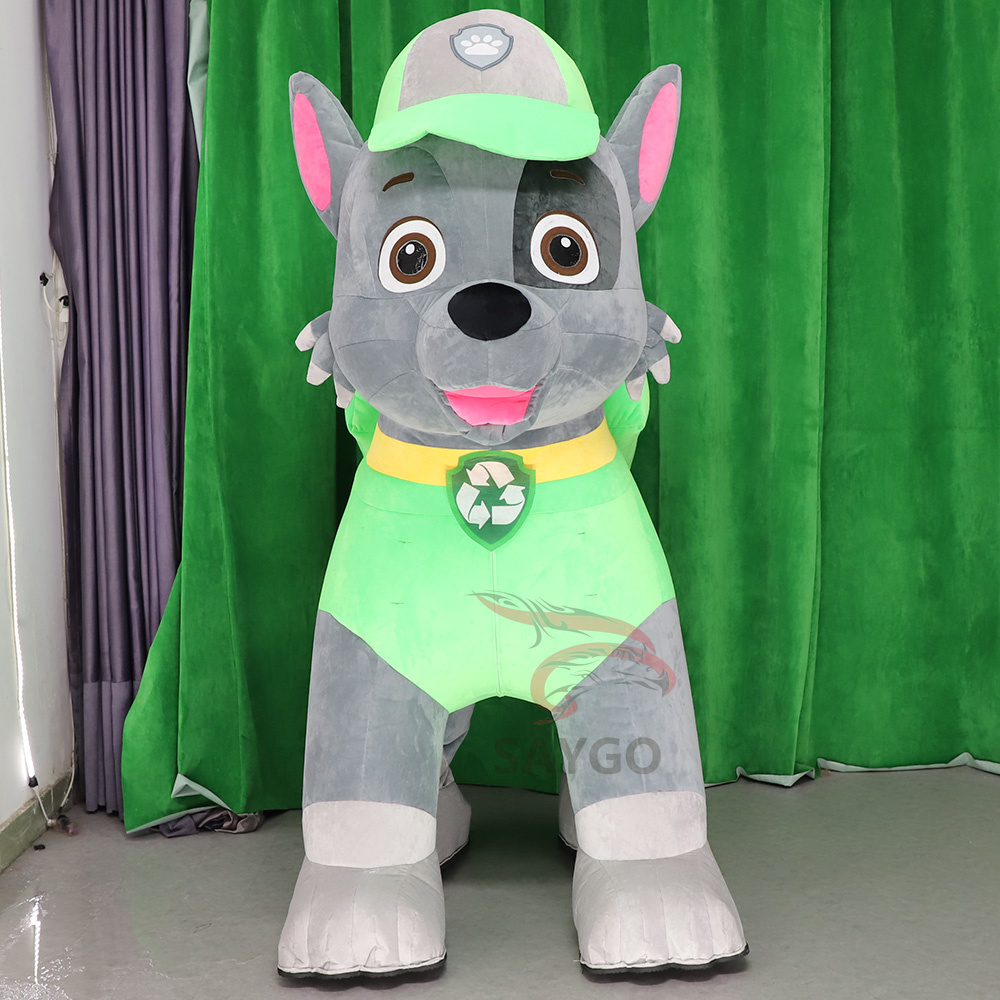 ROCKY Paw Patrol Dog Anime Party Adult Dress Blow up Popular Cartoon Character Inflatable Mascot Costume,Big Mascot,ROCKY Paw Patrol Dog Anime Party Adult Dress Blow up Popular Cartoon Character Inflatable Mascot Costume
