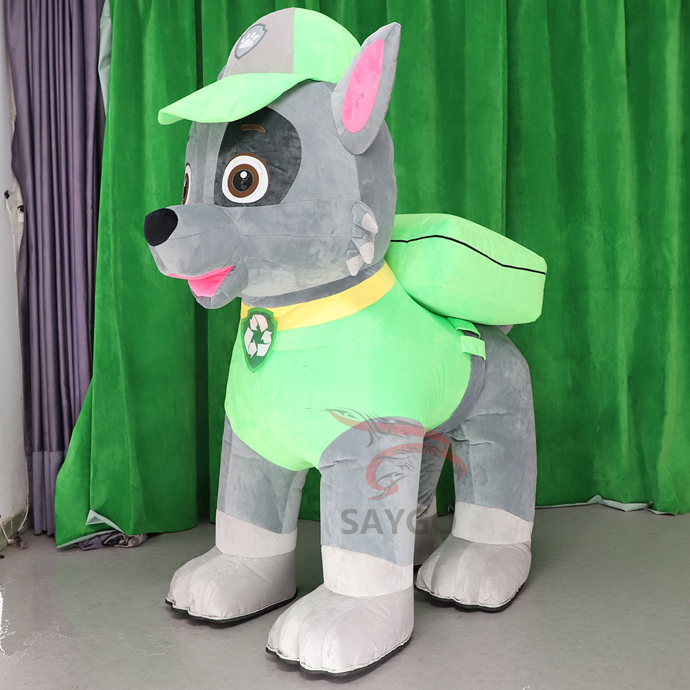 ROCKY Paw Patrol Dog Anime Party Adult Dress Blow up Popular Cartoon Character Inflatable Mascot Costume,Big Mascot,ROCKY Paw Patrol Dog Anime Party Adult Dress Blow up Popular Cartoon Character Inflatable Mascot Costume