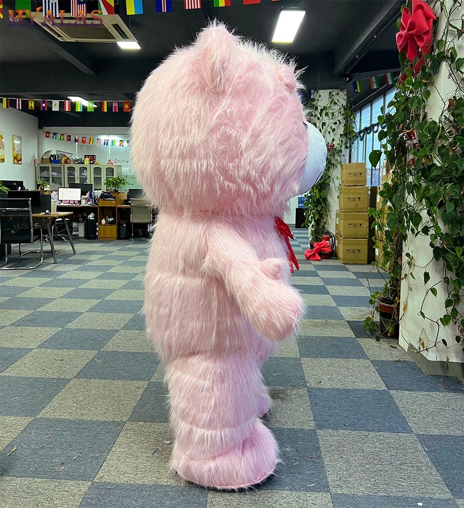 Cheap Unisex Adult Inflatable Cartoon Character Pink Teddy Bear Mascot Costume for Halloween Decorations and Parties