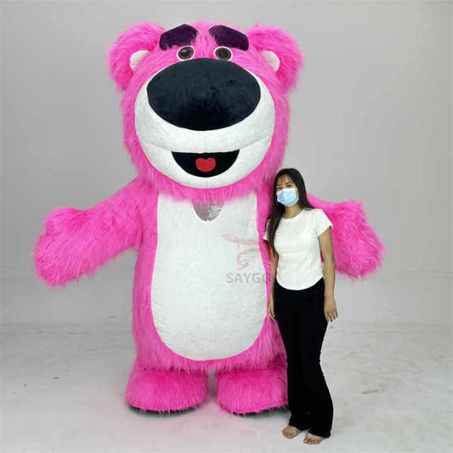 3m Strawberry Losto Toy Story Disney Cartoon Character Walking Rose Pink Inflatable Bear Mascot Costume Advertising,Big Mascot,Strawberry Best Selling Cartoon Character Walking Rose Pink Inflatable Bear Mascot Costume Advertising