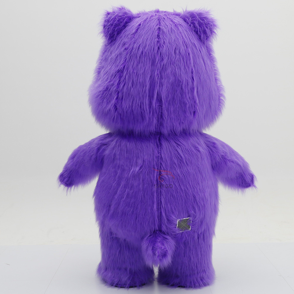 Amusement Dance Clothes Adults Cosplay Wear Long Hair Bear Inflatable Mascot Costume for Events Rental 2.2m purple Fur Bear Suit