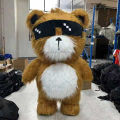 Long Fur 2.2m Brown Inflatable Cartoon Cool Bear Inflatable Suit for Carnival Halloween New Year Celebration Cosplay Costumes