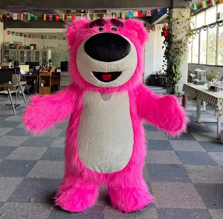 Light Purple Furry Lotso' Bear Mascot Costume 2m 2.6m Inflatable Cute Lotso/Bear Furry Outfit for Outdoor Entertainments