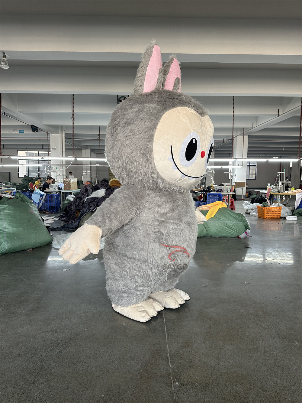 Grey Pop Mart Labubu Anime Party Adult Dress Blow up Popular Cartoon Character Inflatable Mascot Costume,Big Mascot,Grey Pop Mart Labubu Anime Party Adult Dress Blow up Popular Cartoon Character Inflatable Mascot Costume