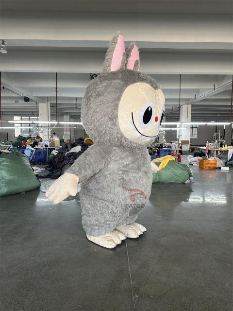 Grey Pop Mart Labubu Anime Party Adult Dress Blow up Popular Cartoon Character Inflatable Mascot Costume,Big Mascot,Grey Pop Mart Labubu Anime Party Adult Dress Blow up Popular Cartoon Character Inflatable Mascot Costume