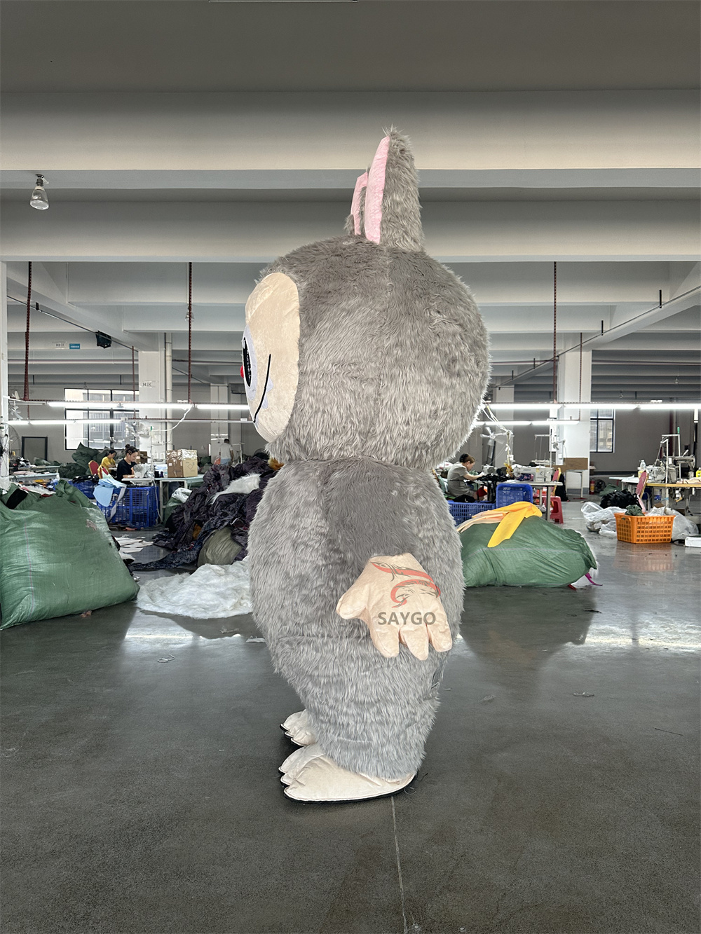 Grey Pop Mart Labubu Anime Party Adult Dress Blow up Popular Cartoon Character Inflatable Mascot Costume,Big Mascot,Grey Pop Mart Labubu Anime Party Adult Dress Blow up Popular Cartoon Character Inflatable Mascot Costume