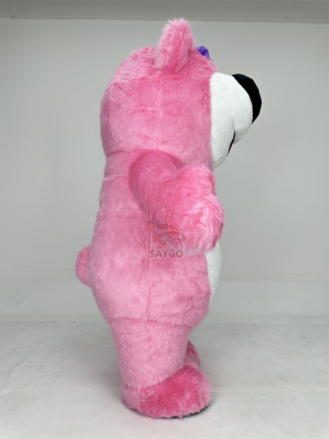 Best Selling Cartoon Character Walking Inflatable Pink Strawberry Bear Mascot Costume Advertising