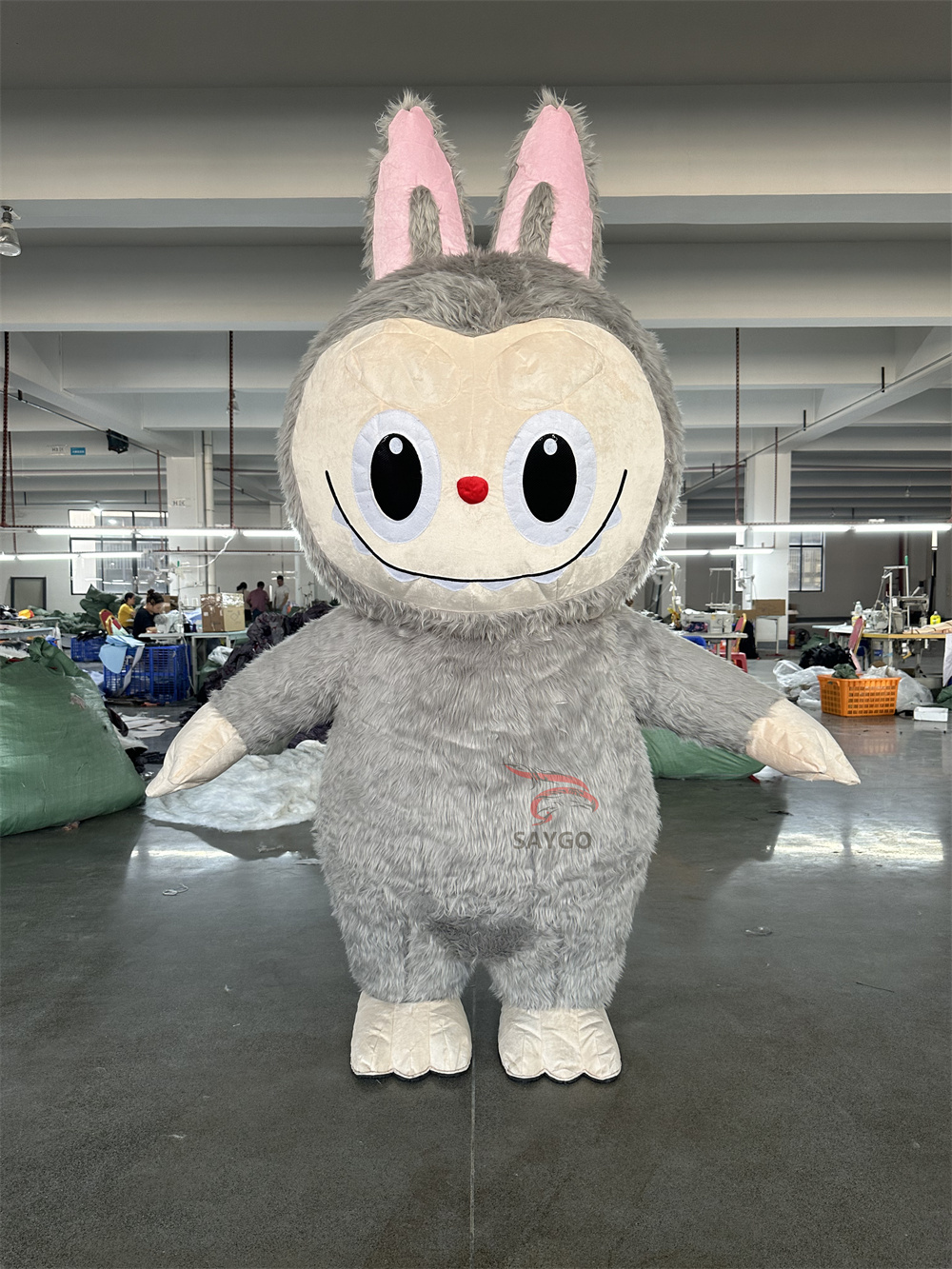 Grey Pop Mart Labubu Anime Party Adult Dress Blow up Popular Cartoon Character Inflatable Mascot Costume,Big Mascot,Grey Pop Mart Labubu Anime Party Adult Dress Blow up Popular Cartoon Character Inflatable Mascot Costume