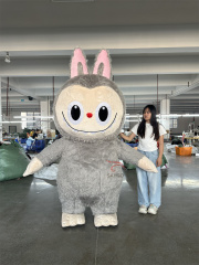 Grey Pop Mart Labubu Anime Party Adult Dress Blow up Popular Cartoon Character Inflatable Mascot Costume,Big Mascot,Grey Pop Mart Labubu Anime Party Adult Dress Blow up Popular Cartoon Character Inflatable Mascot Costume