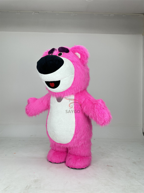 Unisex Adult Inflatable Lotso-es Strawberry Bear Mascot Costume Suits 2m/2.6m for Events Cosplay Performance Enjoyment