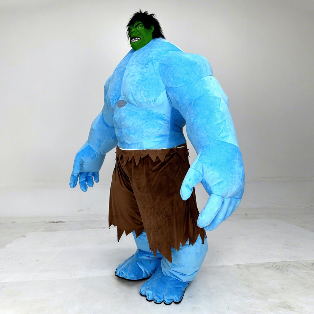 Halloween Adult Inflatable Blue Hulk Mascot Costume Hand-Drawn Cartoon Character for Cosplay and Advertising Activities