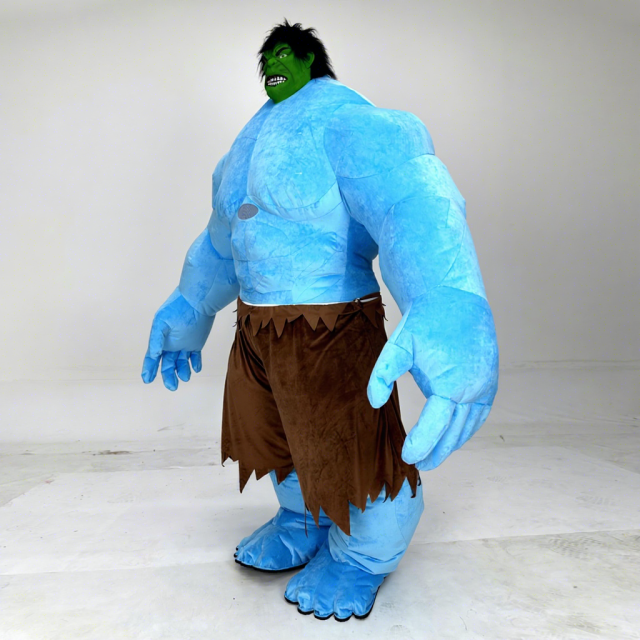 Halloween Adult Inflatable Blue Hulk Mascot Costume Hand-Drawn Cartoon Character for Cosplay and Advertising Activities