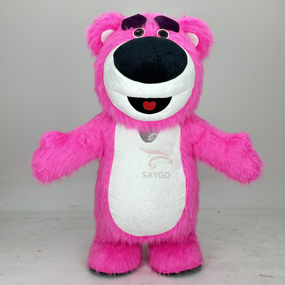 3m Strawberry Losto Toy Story Disney Cartoon Character Walking Rose Pink Inflatable Bear Mascot Costume Advertising,Big Mascot,Strawberry Best Selling Cartoon Character Walking Rose Pink Inflatable Bear Mascot Costume Advertising