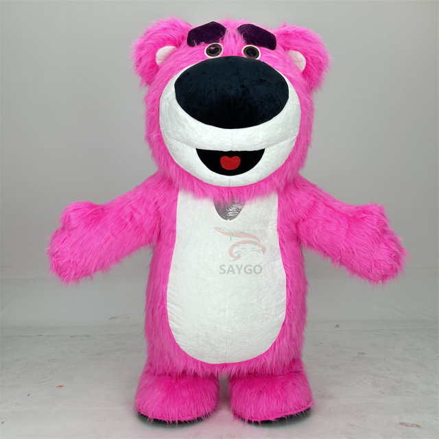 3m Strawberry Losto Toy Story Disney Cartoon Character Walking Rose Pink Inflatable Bear Mascot Costume Advertising,Big Mascot,Strawberry Best Selling Cartoon Character Walking Rose Pink Inflatable Bear Mascot Costume Advertising