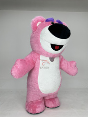 Best Selling Cartoon Character Walking Inflatable Pink Strawberry Bear Mascot Costume Advertising