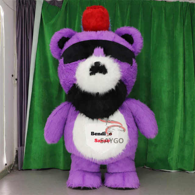 Fluffy Dolls Aku Cool Bear Mascots Costume 2m 2.6m Inflatable Hip Hop Bear for Cool Guys Cosplay in Clubs